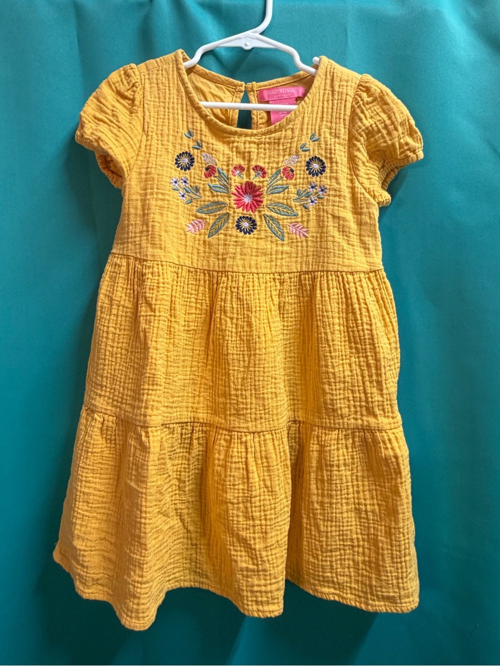 Isaac Mizrahi Yellow Tiered Embroidered Girls' Dress